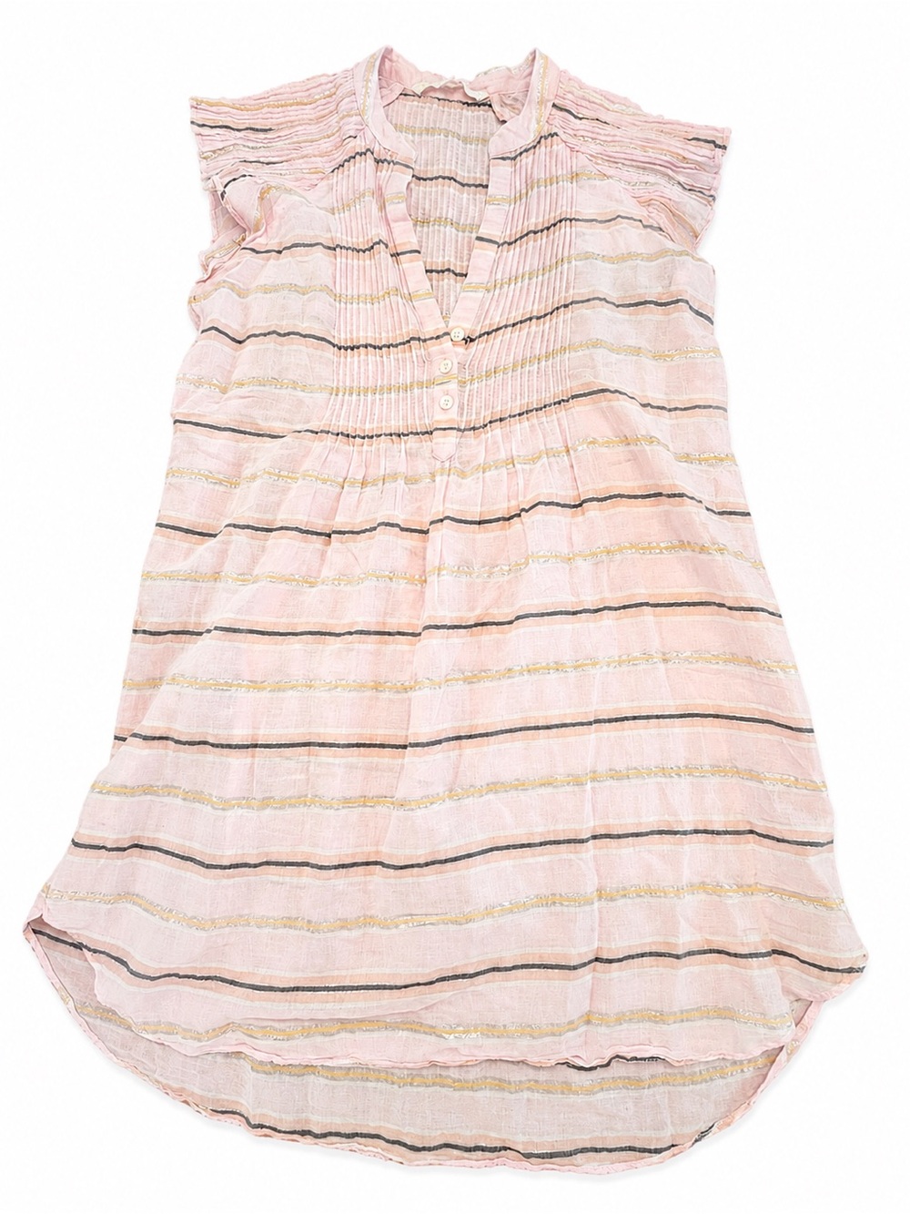 Veronica Beard Pink Striped Swim Coverup with Metallic Accents